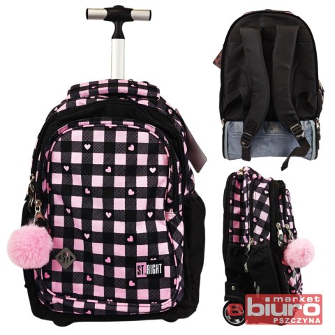 PLECAK NA KÓŁKACH STRIGHT TB-01 PINK CHECKERED