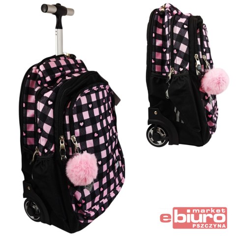 PLECAK NA KÓŁKACH STRIGHT TB-01 PINK CHECKERED