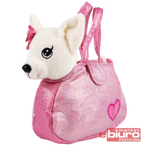 PLUSZOWY PIES Z KOKARDĄ W TOREBCE NORIMPEX