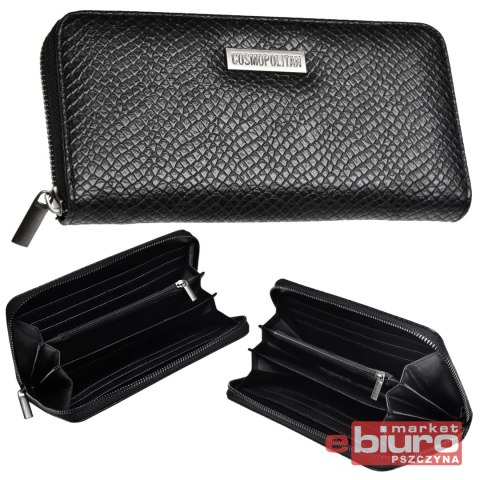 PORTFEL KOPERTÓWKA SKÓRA COSMOPOLITAN CZARNY