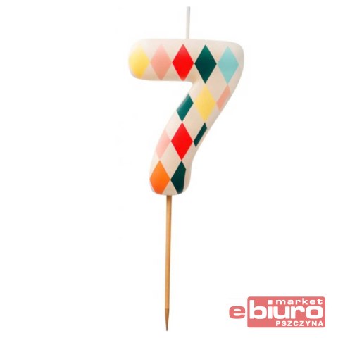 ŚWIECZKA URODZINOWA ROMBY CYFERKA 7 PARTYDRCO