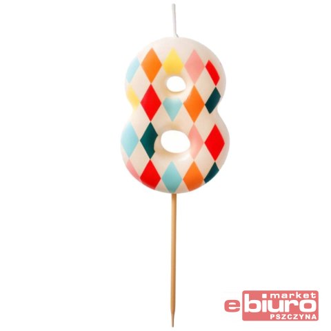 ŚWIECZKA URODZINOWA ROMBY CYFERKA 8 PARTYDRCO