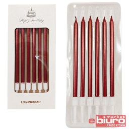 ŚWIECZKI B&C METALICZNE BORDOWE 6SZT GODAN