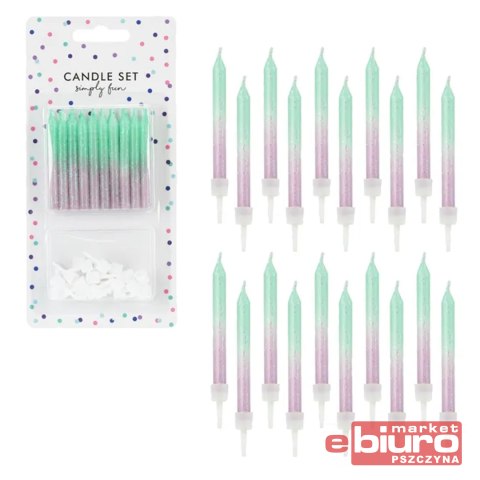 ŚWIECZKI URODZINOWE OMBRE 6CM A'20 PARTYDECO