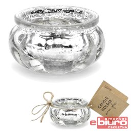 ŚWIECZNIK SREBRNY 3CM PARTYDECO