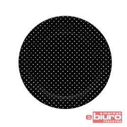 TALERZYKI PAPIER ŚR 180MM A'8 CZARNE KROPKI POL