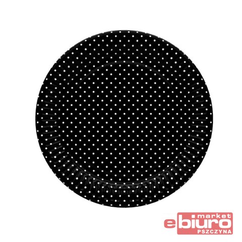 TALERZYKI PAPIER ŚR 180MM A'8 CZARNE KROPKI POL