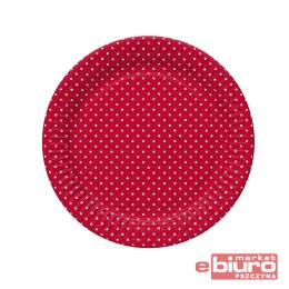 TALERZYKI PAPIER ŚR 180MM A'8 CZERWONE KROPKI POL