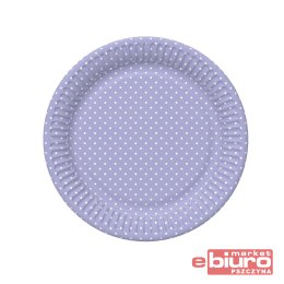 TALERZYKI PAPIER ŚR 180MM A'8 FIOLETOWE KROPKI POL