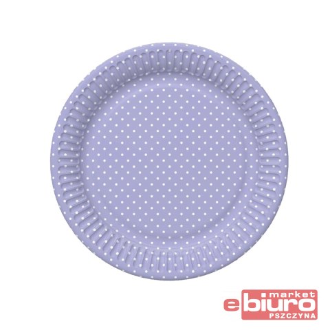 TALERZYKI PAPIER ŚR 180MM A'8 FIOLETOWE KROPKI POL