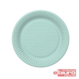 TALERZYKI PAPIER ŚR 180MM A'8 MIĘTOWE KROPKI POL