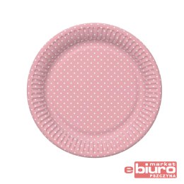 TALERZYKI PAPIER ŚR 180MM A'8 RÓŻOWE KROPKI POL