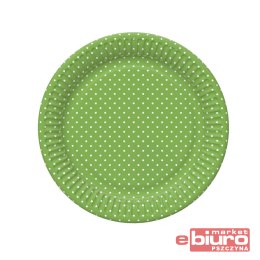TALERZYKI PAPIER ŚR 180MM A'8 ZIELONE KROPKI POL