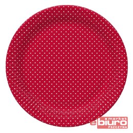 TALERZYKI PAPIER ŚR 227MM A'8 CZERWONE KROPKI POL