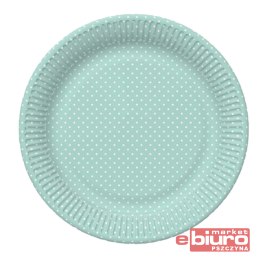TALERZYKI PAPIER ŚR 227MM A'8 MIĘTOWE KROPKI POL