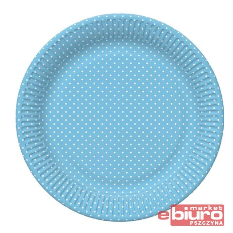 TALERZYKI PAPIER ŚR 227MM A'8 NIEBIESKI KROPKI POL