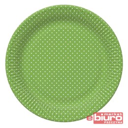 TALERZYKI PAPIER ŚR 227MM A'8 ZIELONE KROPKI POL