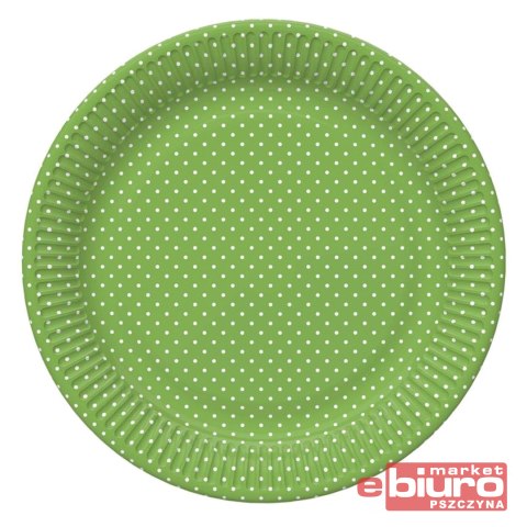 TALERZYKI PAPIER ŚR 227MM A'8 ZIELONE KROPKI POL