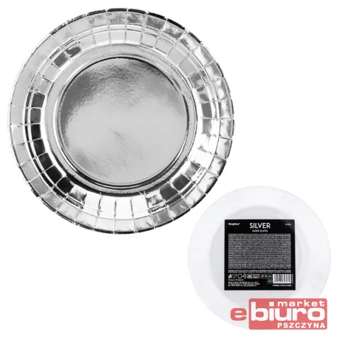 TALERZYKI SREBRNY 18CM A'6 PARTYDECO