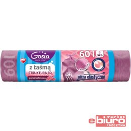 WORKI NA ŚMIECI ZAPACHOWE Z TAŚMĄ MOLETOWANE 60L A'8 GUMA BALONOWA RÓŻOWE GOSIA