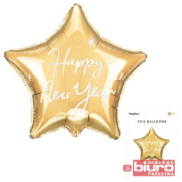 BALON FOLIOWY GWIAZDKA HAPPY NEW YEAR 47X50CM ZŁOT