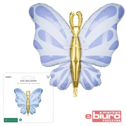 BALON FOLIOWY MOTYL 69X69CM BŁĘKIT PARTYDECO