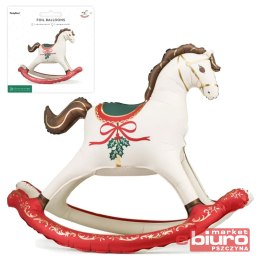 BALON FOLIOWY ŚWIĄTECZNY KOŃ NA BIEGUNACH MIX PAR