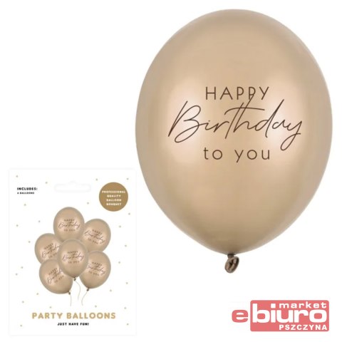 BALONY 30CM HAPPY BIRTHDAY METALLIC COLD GOLD A'6