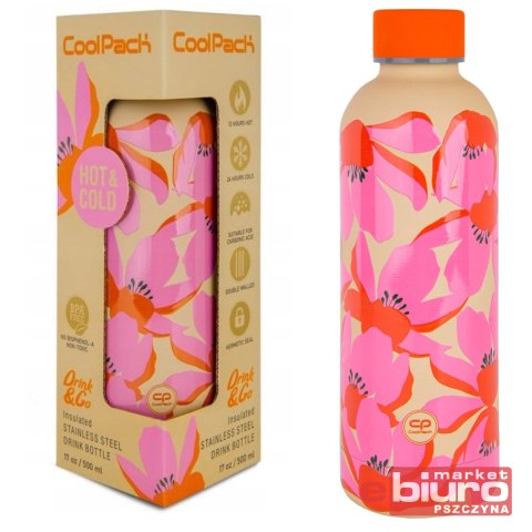 COOLPACK BONET TERMO BOTTLE BIDON MET FLORES ROSA