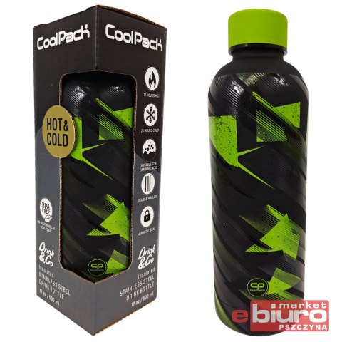 COOLPACK BONET TERMO BOTTLE BIDON MET GREEN MIRROR