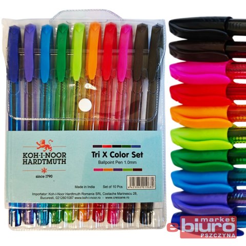 DŁUGOPISY KOLOROWE TRI X 1mm 10 KOLORÓW KOH-I-NOOR