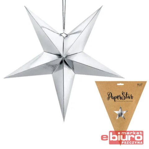 GWIAZDA PAPIEROWA 45CM SREBRNY PARTYDECO