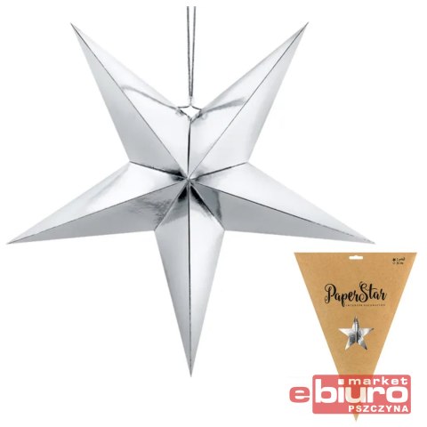 GWIAZDA PAPIEROWA 70CM SREBRNY PARTYDECO