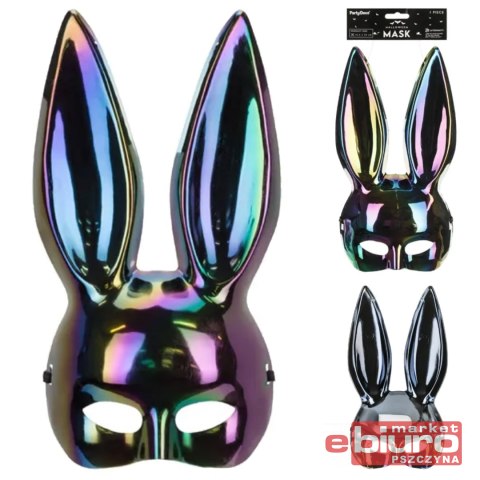 MASKA KRÓLIK 16,5X34CM CZARNY PARTYDECO
