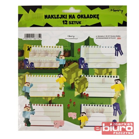 NAKLEJKI NA OKŁADKĘ 2 12SZT GRA HENRY