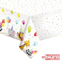 OBRUS PAPIEROWY DZIECIĘCY ZWIERZĄTKA Z BALONAMI