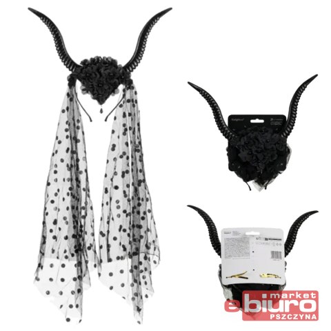 OPASKA ROGI Z TIULEM 30X76CM CZARNY PARTYDECO