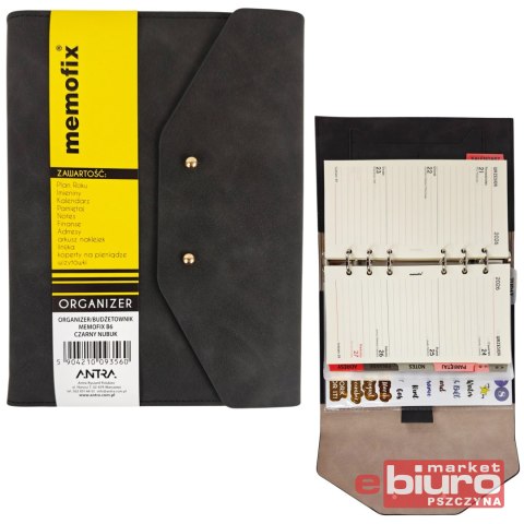 ORGANIZER MEMOFIX B6 CZARNY NUBUK ANTRA