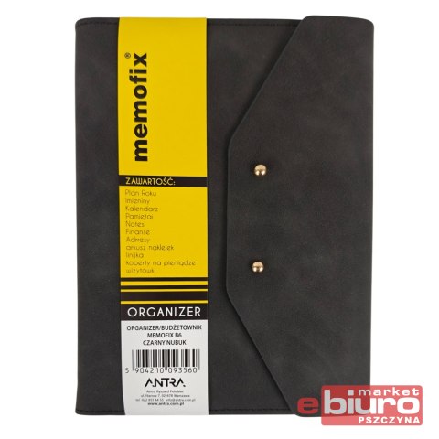 ORGANIZER MEMOFIX B6 CZARNY NUBUK ANTRA
