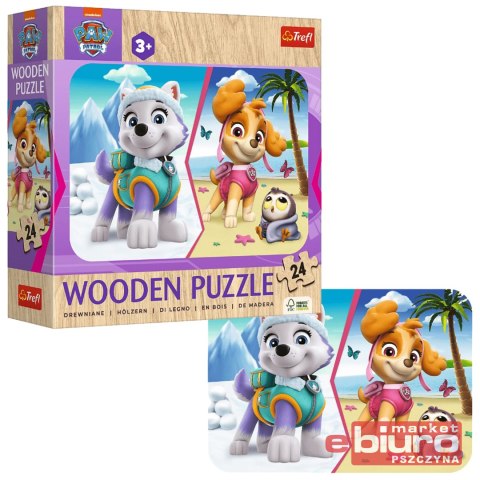 PUZZLE 24 DREWNIANE KONTUROWE DZIEWCZĘCY PSI PATRO
