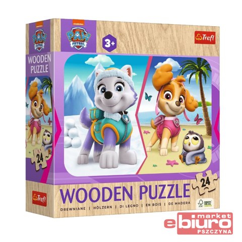 PUZZLE 24 DREWNIANE KONTUROWE DZIEWCZĘCY PSI PATRO