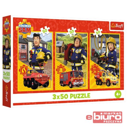 PUZZLE 3X50 EKIPA Z REMIZY STRAŻAK SAM TREFL
