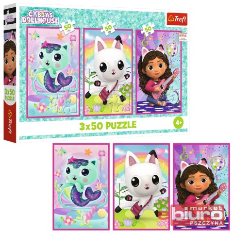 PUZZLE 3X50 POZNAJCIE GABBY I KOTKI 34876 TREFL