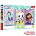 PUZZLE 3X50 POZNAJCIE GABBY I KOTKI 34876 TREFL