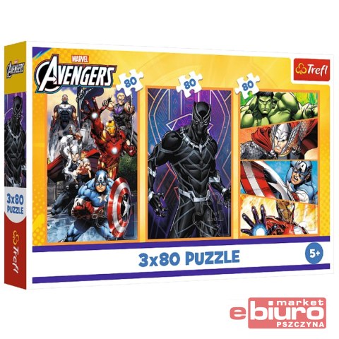 PUZZLE 3X80 DNI PEŁNE AKCJI MARVEL THE AVENGERS