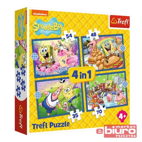 PUZZLE 4W1 PODWODNE ŻYCIE SPONGEBOBA 34674 TREFL