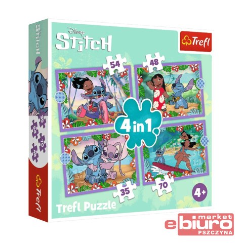 PUZZLE 4W1 SZALONY DZIEŃ LILO&STITCH TREFL