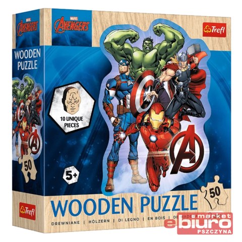 PUZZLE 50 DREWNIANE KONTUROWE PRZYGODY AVENGERS