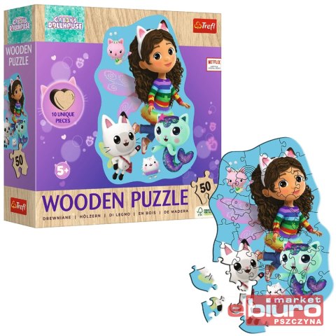 PUZZLE 50 DREWNIANE KONTUROWE WESOŁA GABBY TREFL