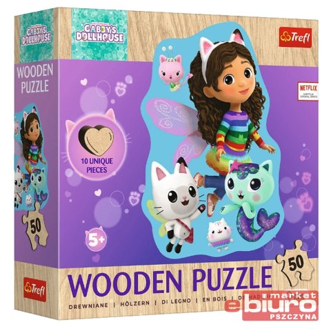 PUZZLE 50 DREWNIANE KONTUROWE WESOŁA GABBY TREFL
